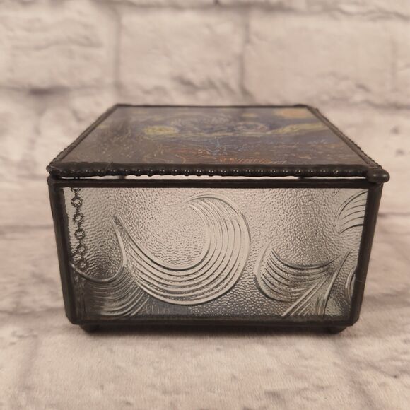 Van Gogh Starry Night Stained Glass Decorative Trinket Box 4x4" Museum Art Decor - Picture 4 of 8